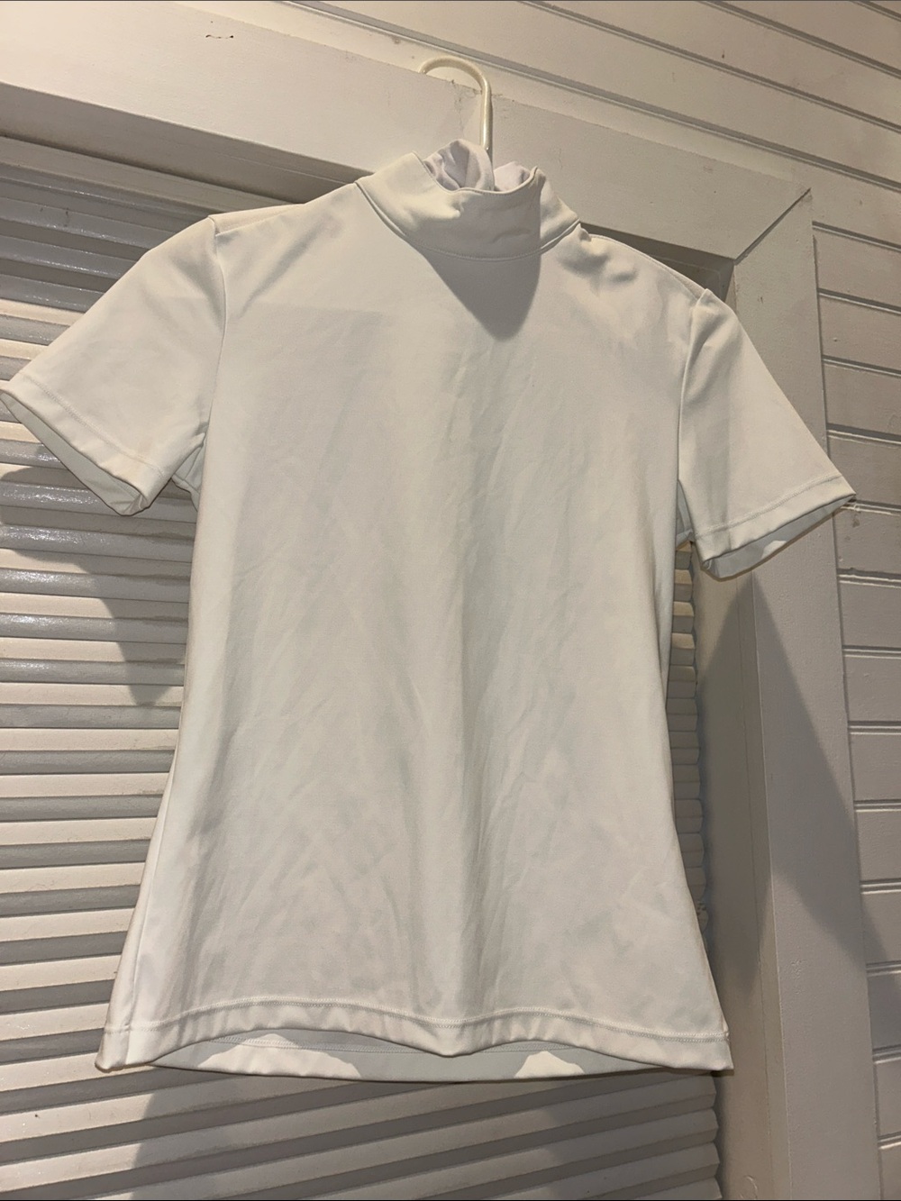 Equisite White Equestrian Top with Blue Logo